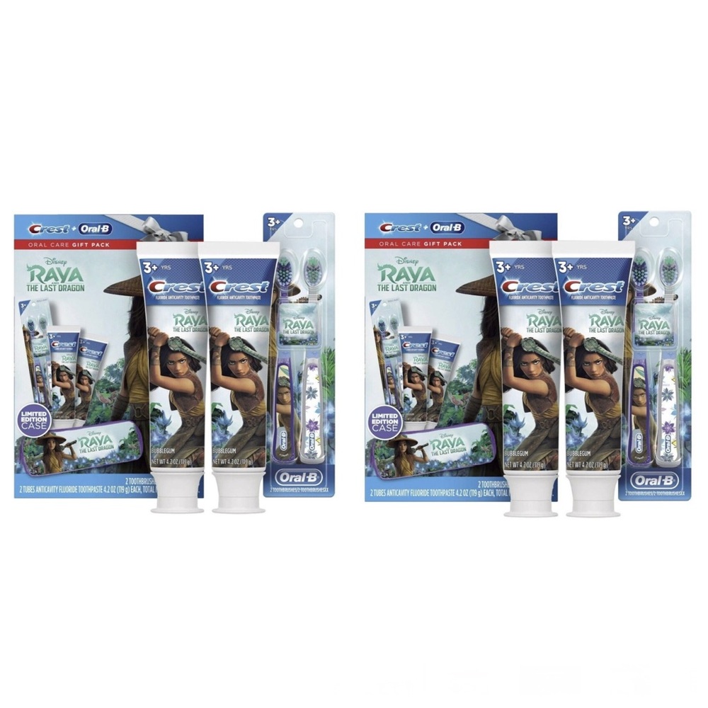 Lot of 2 Crest Oral-B Disney's Raya And The Last Dragon Holiday 4Pc Set Gift Set